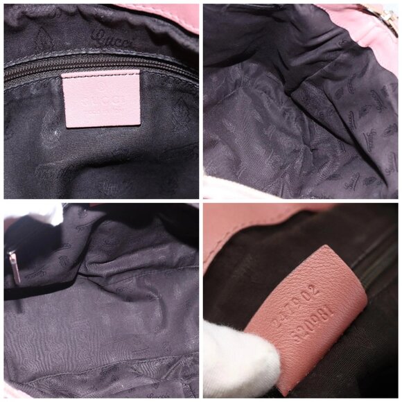 GUCCI GG Canvas Guccissima Hand Bag Leather 2way Pink Gold 247902 Auth 145986 - Picture 15 of 16